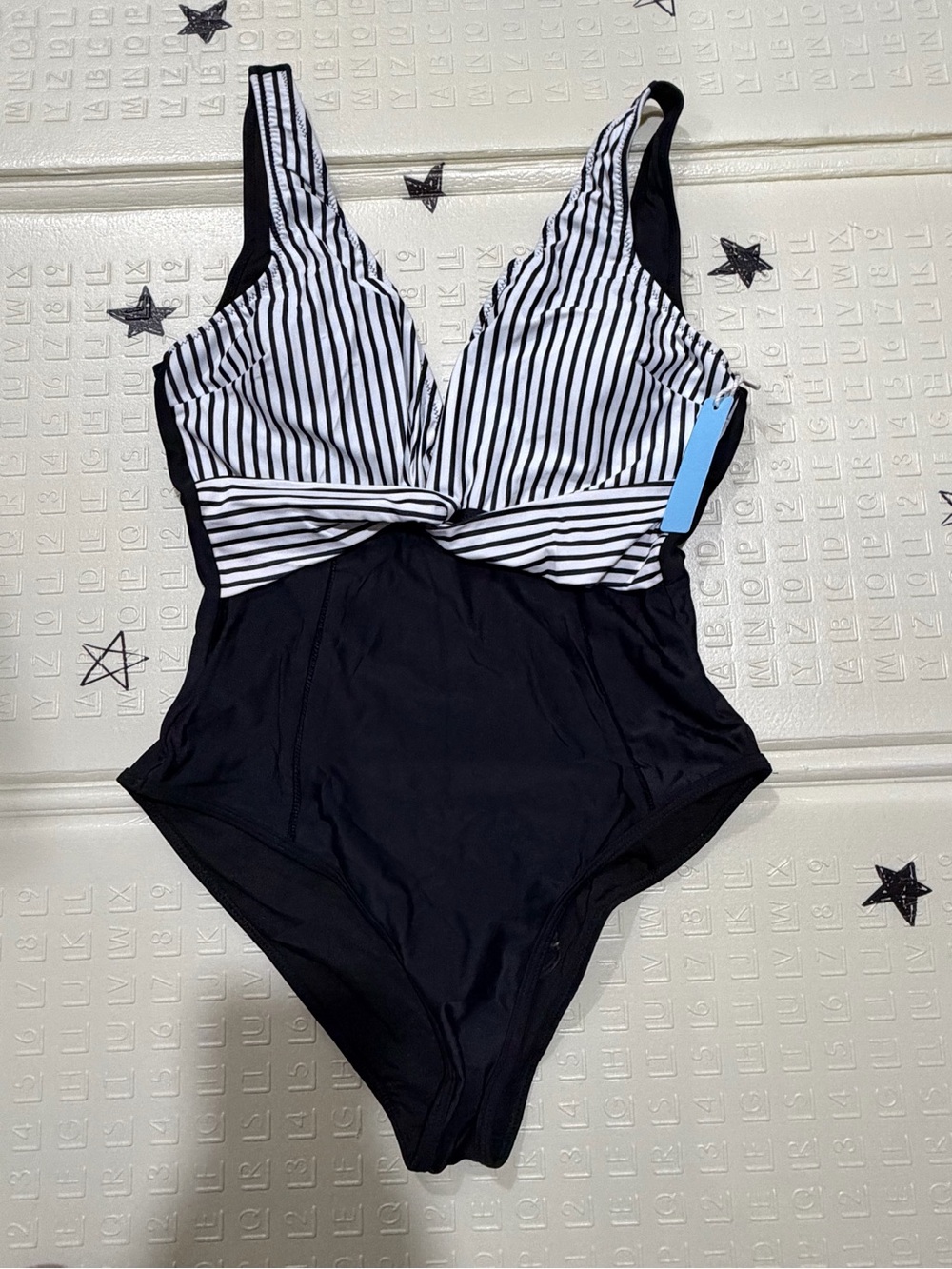 Black and White Striped One-Piece swimsuit
